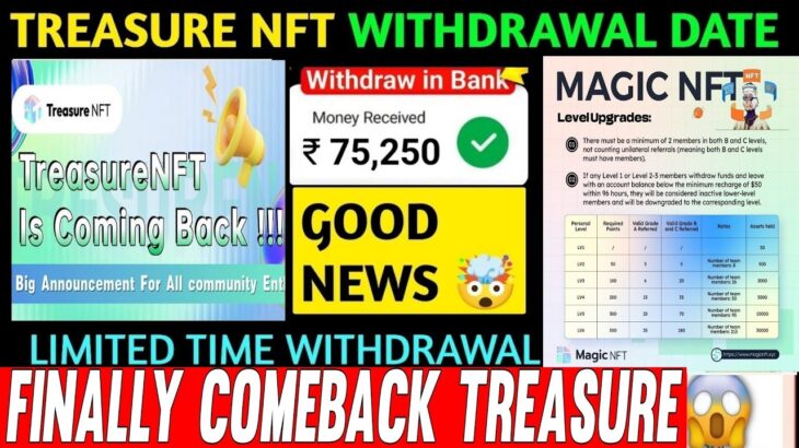 Treasure NFT Finally ComeBack 🥳 | Treasure FUN New Update Today | Treasure Nft Withdrawal Update