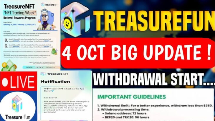 Treasure NFT New Update Today | Treasure FUN New Update Today | Treasure Nft Withdrawal
