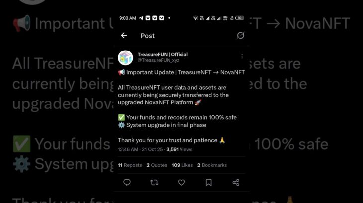 Treasure Nft to Novanft assets shifting