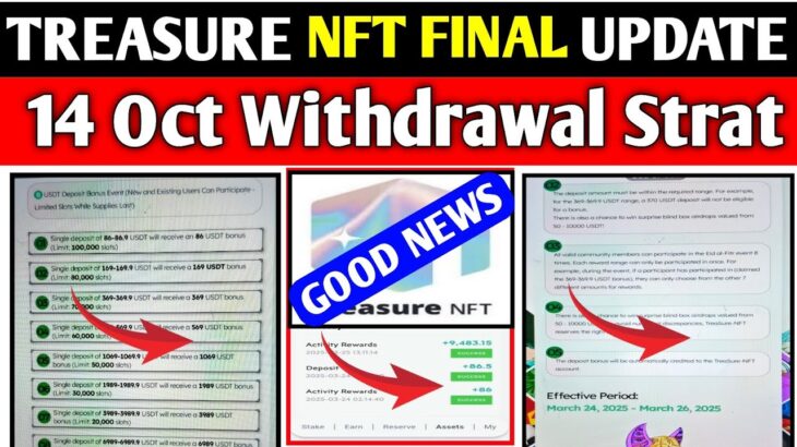 Treasure fund today withdrawal|| Treasure NFT today final update| Treasure fund full details video