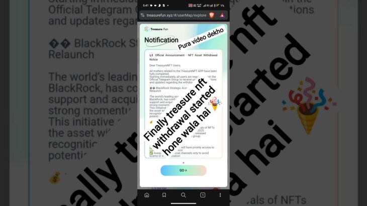 finally good news for treasure nft fun withdrawal started horha hai today’s update treasurenft
