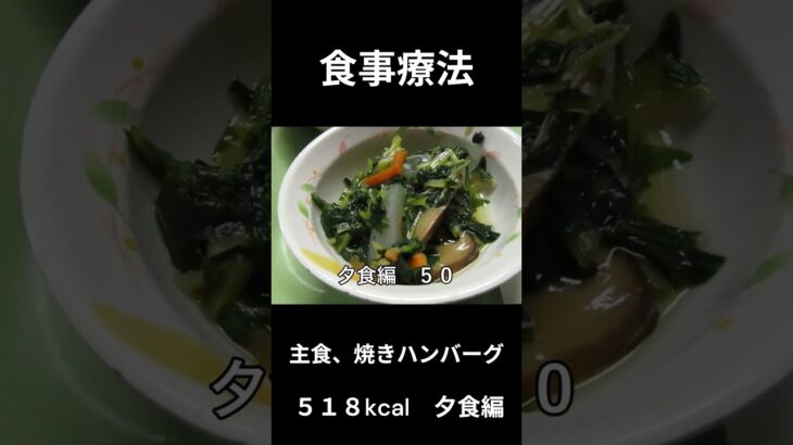 糖尿病の病院食、主食、焼きハンバーグ、夕食編