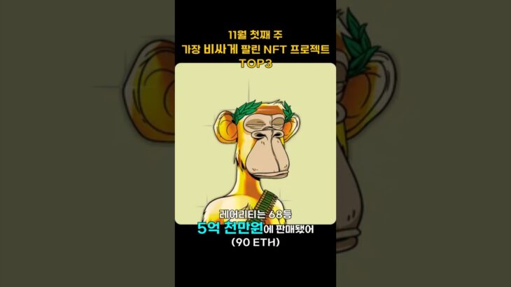 11월 첫째 주 가장 비싸게 팔린 NFT 프로젝트 TOP3 #Shorts, #쇼츠