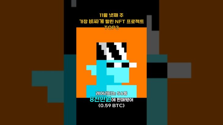 11월 넷째 주 가장 비싸게 팔린 NFT 프로젝트 TOP3 #Shorts, #쇼츠