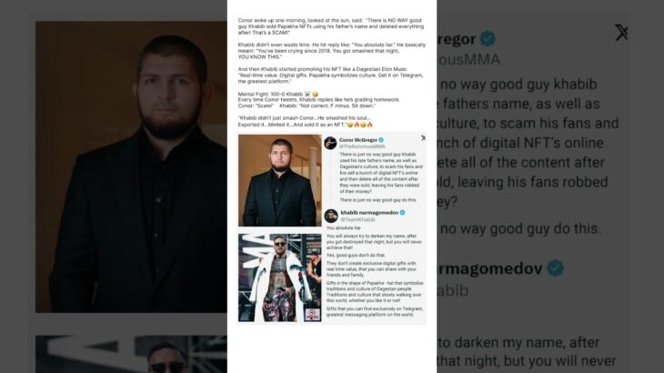 Khabib humbles Conor Mcgregor with papakha nft scandal 😂🔥