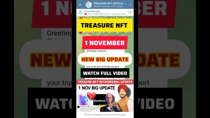 Treasure NFT 1 November BiG New Update on Withdrawal || Join Treasure NFT Channel : @manu_chhina