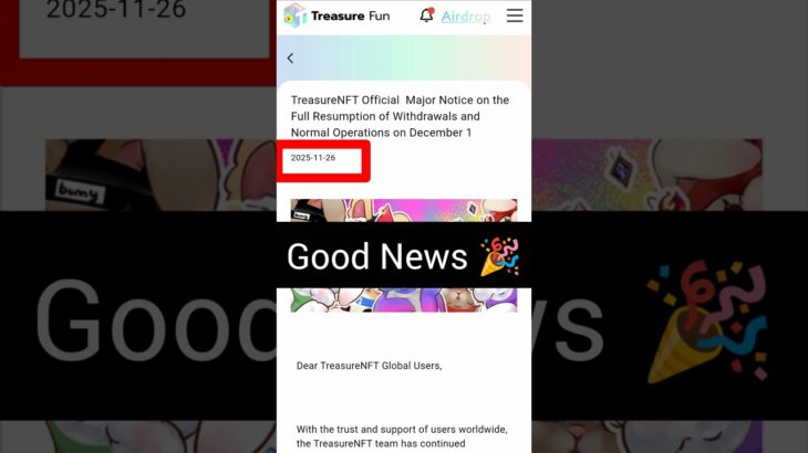 Treasure NFT New Update Today 26 November 2025