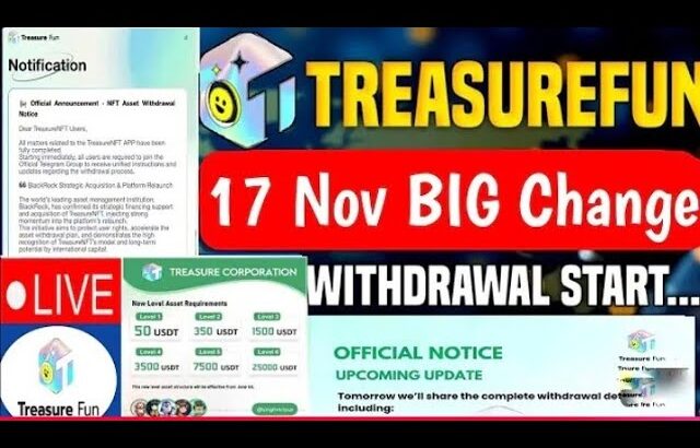 Treasure NFT New Update Today |Treasure FUN New Update Today |Treasure Nft Withdrawal