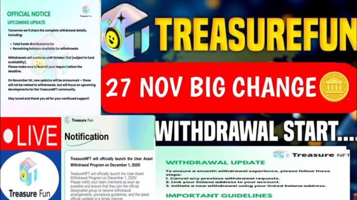 Treasure NFT New Update Today | Treasure FUN New Update Today | Treasure Nft Withdrawal