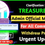 Treasure Nft Admin Official Message – Withdraw Process – Urgent Update 5 November Treasure Nft Updat