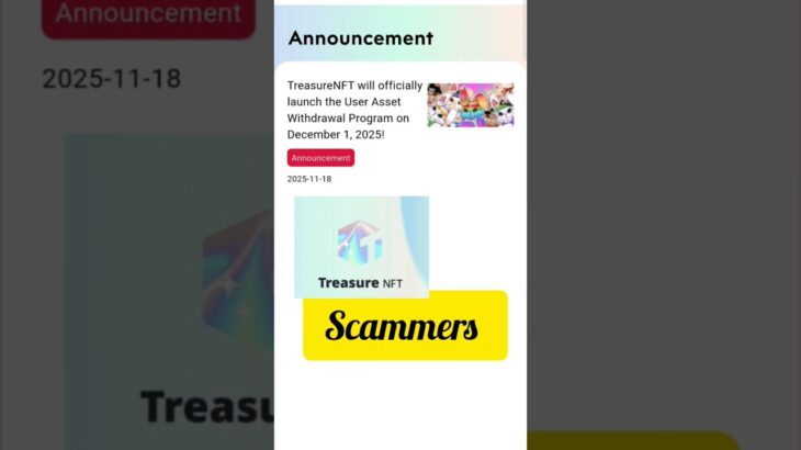 Treasure Nft  Scam Again No withdrawal