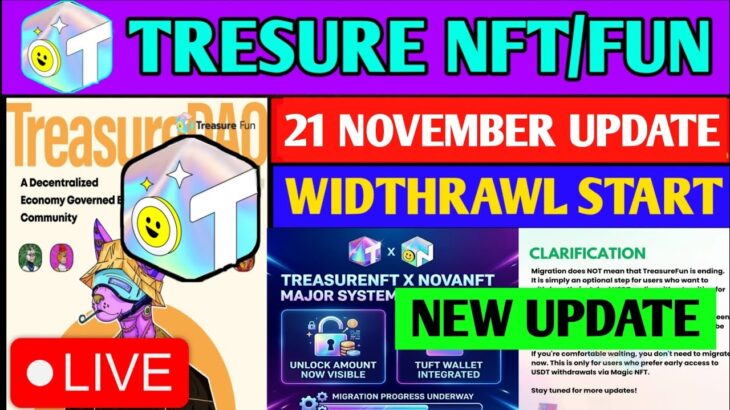 Treasure Nft Withdrawal Live 🥳 | Treasure Fun Withdrawal | Treasure Nft New Update |Account verify
