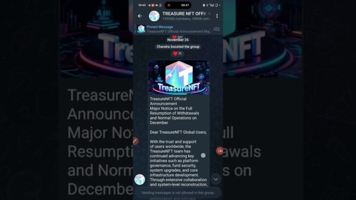 l Telegram Channel Official update of TRESURE NFT About withdrawal l #treasure #viralvideo #viral