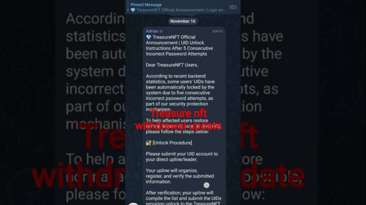 treasure nft withdrawal start