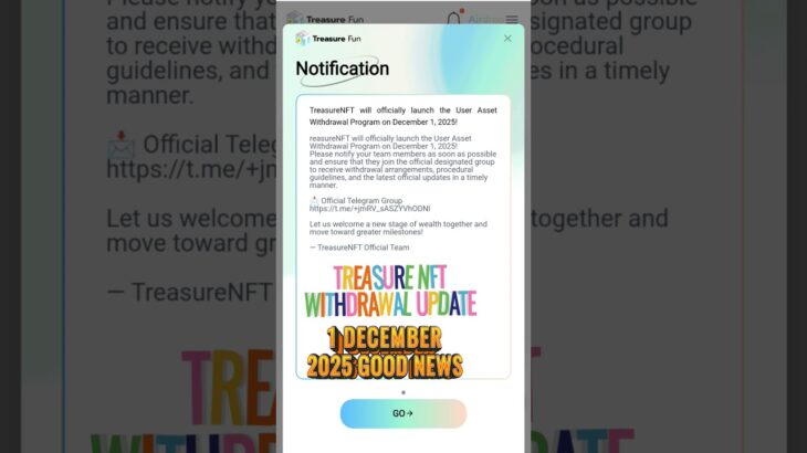 treasure nft withdrawal update | treasure nft walo ke liye news #treasuretrove #treasure #nft