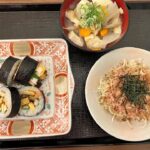 【糖尿病の食事】雑煮汁&巻き寿司、和風サラダを添えて。お弁当でもベジファースト！