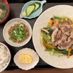 【糖尿病の食事】野菜炒め&納豆、ぬか漬けを添えて。糖尿病でも満足！おやつ