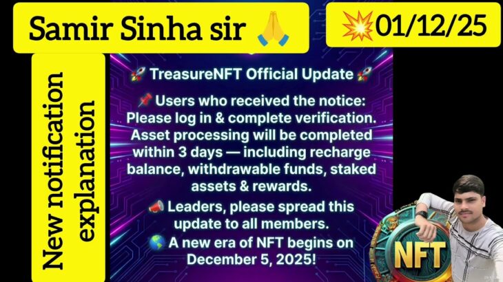 New notification Samir Sinha sir 🙏 treasure nft ❤️ @TreasureFUNIndian