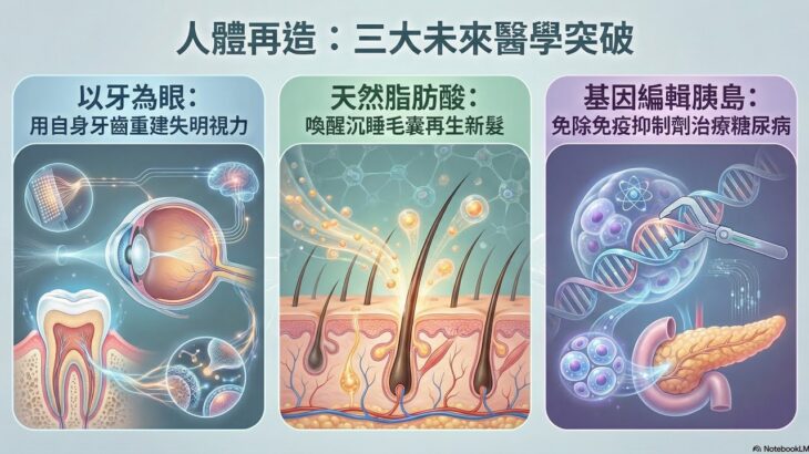 《醫學新知週報》基因編輯治療糖尿病、以牙植眼重見光明、禿髮救星生髮精華液 | PODCAST #13