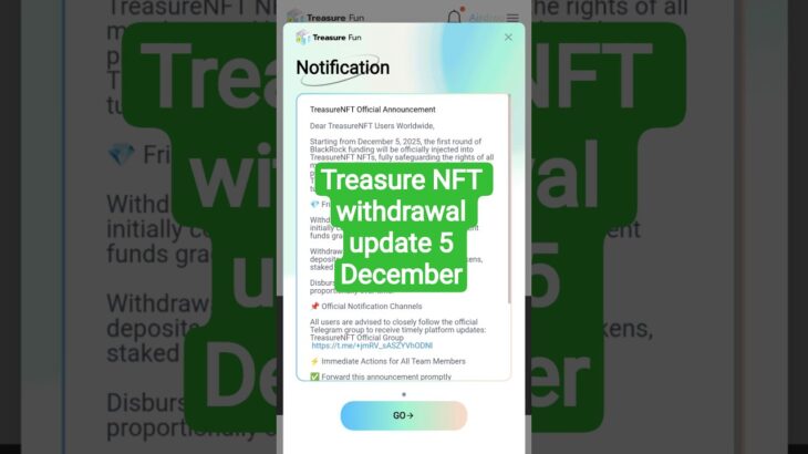treasure NFT withdrawal notice l#treasurenft #treasure