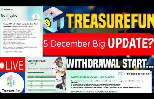 treasure nft new update today|| treasure nft 5 December withdrawal date|Treasure NFT||treasure found