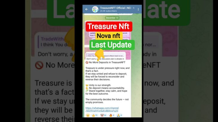 treasure nft today last update | nova nft last update, no more diposit alert 🚨 #nft #shorts