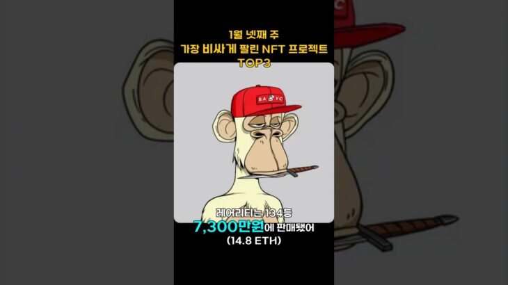 1월 넷째 주 가장 비싸게 팔린 NFT 프로젝트 TOP3 #Shorts, #쇼츠 #BAYC