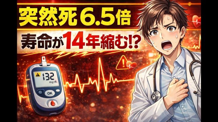【衝撃】糖尿病で突然死リスク6.5倍｜寿命は最大14年短縮【最新論文解説】