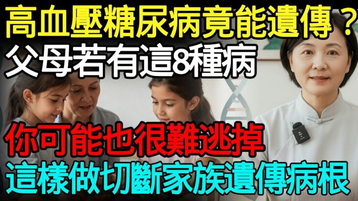 高血壓糖尿病竟能遺傳？父母若有這8種病，你可能也很難逃掉！醫師揭秘：這樣做徹底切斷家族遺傳病根！#高血壓 #糖尿病 #家族遺傳 #食療