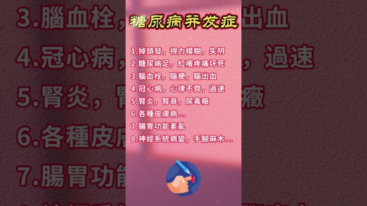 什么是糖尿病并发症？8种慢性并发症 ，#中國醫  #百科密码  #科普 #养生