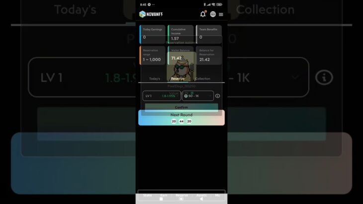 Nova NFT Daily Reserve &, Withdrawal Start.