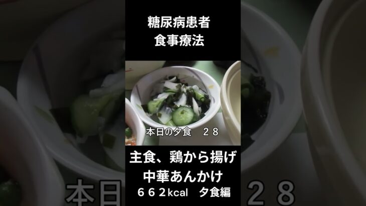 糖尿病患者の食事療法、夕食編、主食、鶏のから揚げ中華のせ