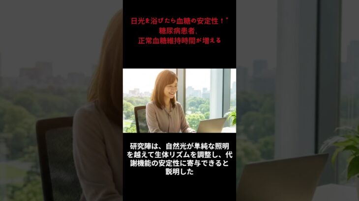 日光を浴びたら血糖の安定性↑”··· 糖尿病患者、正常血糖維持時間が増える