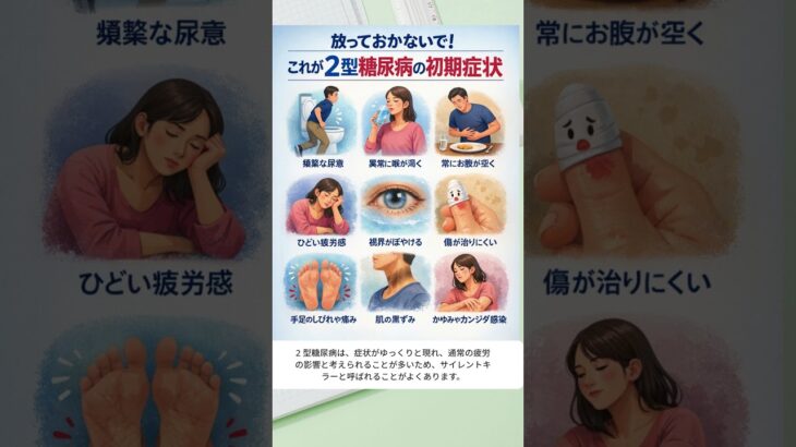 放っておかないで。これらは2型糖尿病の初期症状です