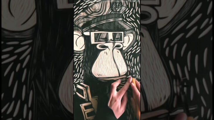 Handmade Bored Ape Woodcut Print | NFT-Inspired Wall Art Process #handmade #woodcut