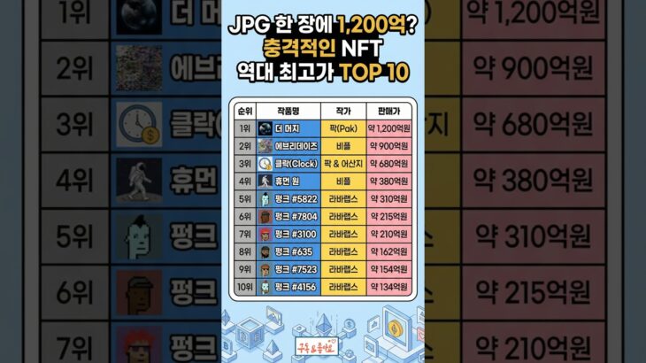 JPG 한 장에 1,200억! 충격적인 NFT 역대 최고가 TOP 10