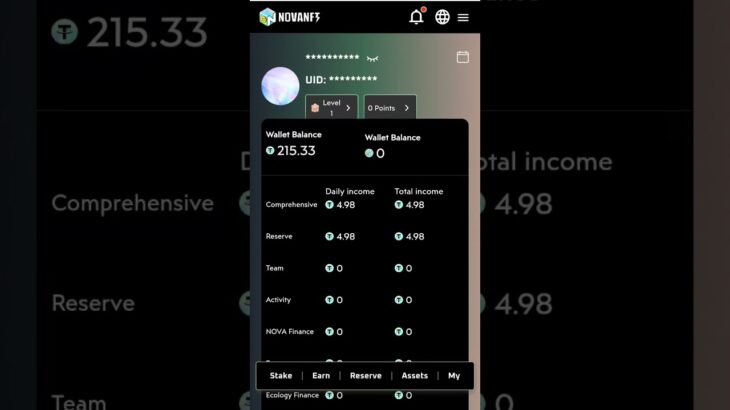 Nova NFT Back 🔙 New I’d daily profit