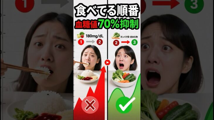 食べる順番を変えるだけで血糖値が爆下がり！糖尿病予防の裏ワザ #健康 #健康法 #予防医学