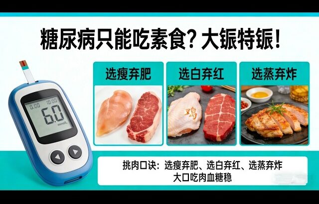 糖尿病只能吃素？大錯特錯！記住這個「挑肉口訣」，大口吃肉血糖反而穩了。