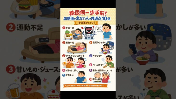 【糖尿病予備軍チェック】血糖値が危ない人の共通点10選！あなたはいくつ当てはまる？