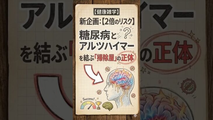 【2倍のリスク】糖尿病とアルツハイマーを結ぶ「掃除屋」の正体　#健康雑学 #プチ知識 #一分でわかる #生活習慣 ＃生活習慣病  #認知症予防