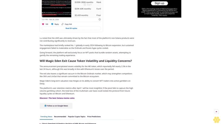 Magic Eden Winds Down EVM and Bitcoin NFT Markets in Strategic