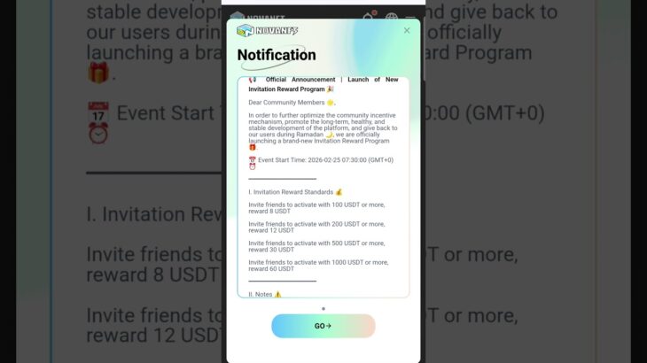 New Notification/ New Update  in Nova NFT