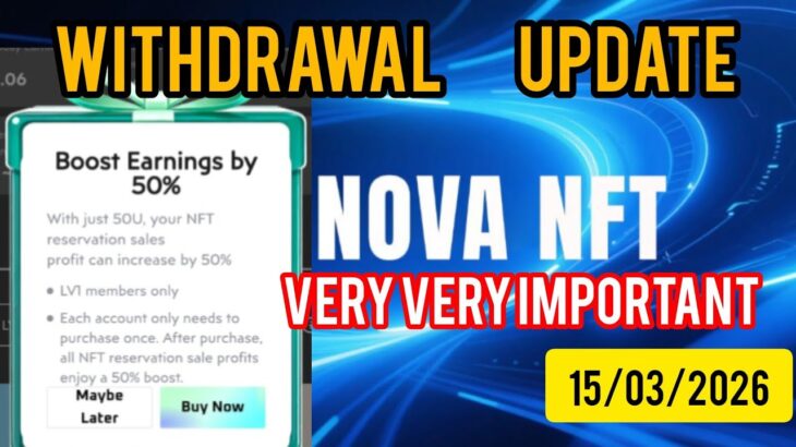 Nova NFT New update today withdrawal update #treasurefunindia #novanft #usdt