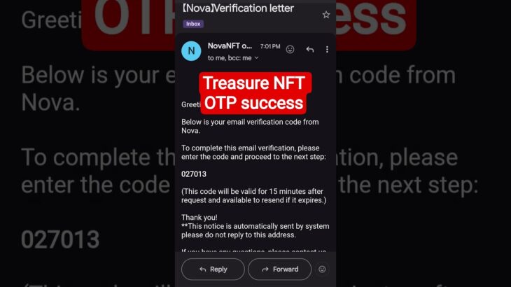 treasure NFT OTP success update l Nova Nft New update today #novanft #treasurenft