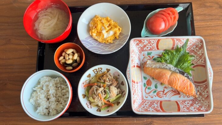 焼き鮭&野菜炒め。改善しました！糖尿病性網膜症