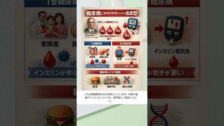 これらの血液型は糖尿病になりやすいと考えられています