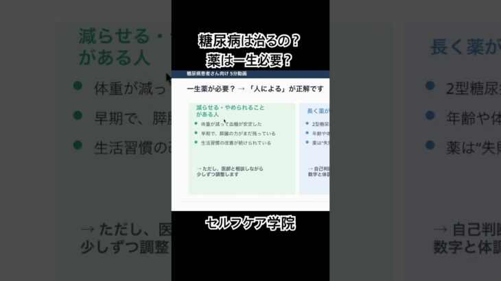 糖尿病は治るの？薬は一生必要？