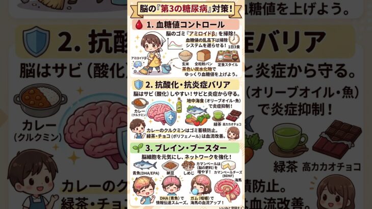 【認知症予防】脳の「第3の糖尿病」を防げ！アミロイドβを掃除して脳を若返らせる最強の食事習慣｜カレー・チョコ・納豆で脳のサビと炎症をハックする方法