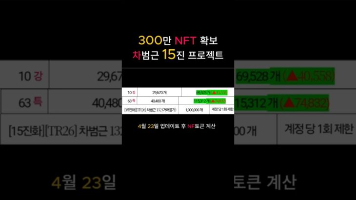 300만 NFT 달성 차범근 15진 프로젝트